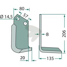Jordfreskniv Pegoraro c-c 57mm, ideell for presisjonsarbeid i jorden.