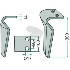 Rau rotorharvtann 100X300mm, spesielt tilpasset for intensiv jordbearbeiding.