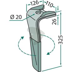Kuhn rotorharvtann 110X325mm, utmerket for effektive jordbearbeidingsløsninger.