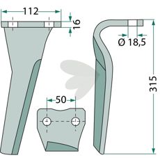 Sicma rotorharvtann 112X315mm, kvalitetssikret for lang holdbarhet.