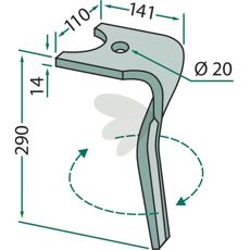 Kuhn rotorharvtann 110X290mm, ideell for holdbar og effektiv bruk.