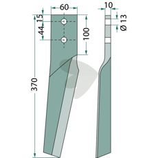 Maschio rotorharvtann med 60X370mm og 13mm hull, for allsidig bruk.