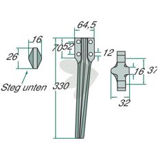 Eberhardt rotorharvtann 64,5X330mm, perfekt for krevende arbeidsoppgaver.