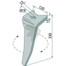 Rotorharvtenn med kort feste, ideell for kompakte maskiner.