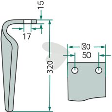 Muratori rotorharve-tind 320mm, perfekt for effektiv jordbearbeiding.