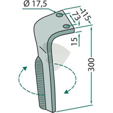 Lemken rotorharvtind, kompatibel med 3377024 og 3377025, for effektiv bruk.