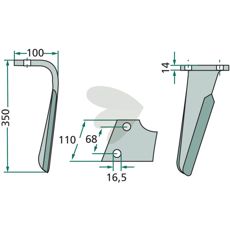 Kuhn rotorharvtind, 350 mm, designet for å maksimere ytelsen ved jordbearbeiding.