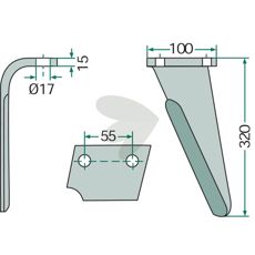 Rotorharvtann Perugini, mål 100X320mm, hull 17mm, ideell for landbruk.