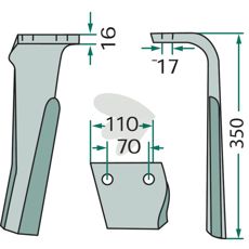 Rabe rotorharvtann, 110X325mm, hull 17mm, ideell for profesjonell jordbearbeiding.