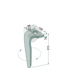 Rabe rotorharvtann, 100X315mm, hull 32mm, for holdbar bruk.