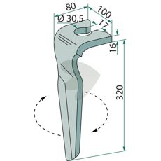 Rabe rotorharvtann, 100X320mm, hull 17mm, for robust bruk.