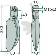 Gjenga tind for enkel montering, perfekt for jordbearbeiding.