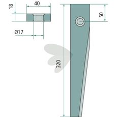 Kuhn rotorharvtind 18X320mm, designet for optimal ytelse i felt.