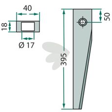 Kuhn rotorharvtind 40X395mm, ideell for effektiv jordbearbeiding.