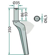 Krone rotorharvtind 35X350mm, designet for holdbarhet og effektivitet.