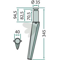 Krone rotorharvtind 40X345mm, utformet for høyest mulig effektivitet.