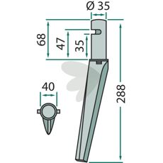 Krone rotorharvtenner 40X288mm, utmerket for effektiv jordbearbeiding.