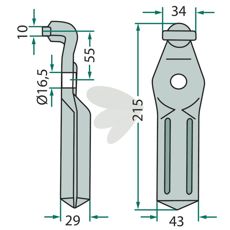 Rotorkniv Pegoraro for effektiv gressklipping, høyde 215mm.