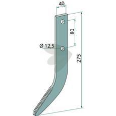 Hardmetallbelagt freskrok 275x40x12,5 for effektiv jordbearbeiding.