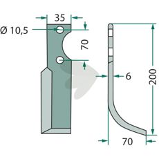 Jordfreskniv S.E.P med 70mm c-c avstand, perfekt for jordbearbeiding.