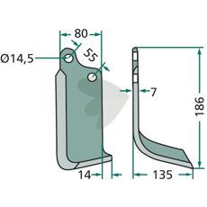 Sicma jordfreskniv med c-c 55mm, designet for sterk og holdbar bruk.