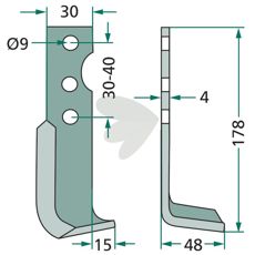 Jordfreskniv designet for Solo, c-c 30-40mm, gir utmerkede resultater.