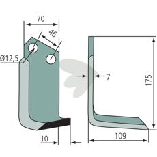 Jordfreskniv Sovema, 46mm c-c, perfekt for effektiv jordbearbeiding.