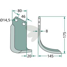Jordfreskniv Sovema, 46mm c-c, ideell for hagearbeid og dyrking.
