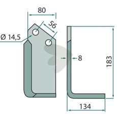 Jordfreskniv Tortella, c-c 56mm og 14,5mm hull i standardutførelse.