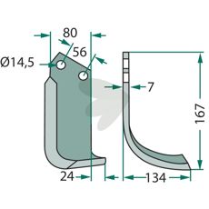 Jordfreskniv Tortella c-c 56mm med hull på 14,5mm.
