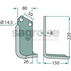 Jordfreskniv Tortella c-c 59mm med 14,5mm hull.