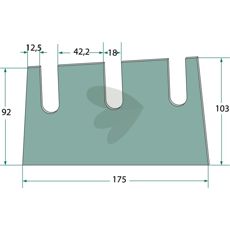 Venstre diagonal kniv for mais, designet for optimal skjæring.