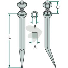 Rett harvpinn M16 x 50mm, 200x20mm, ideell for jordbruk.