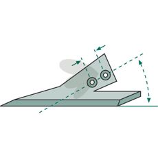 180mm hakkskjær med 38° vinkel, designet for optimal skjærekapasitet.