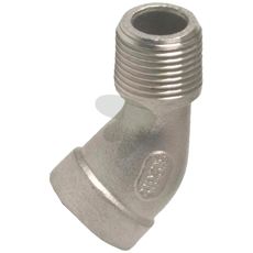 Vinkel 45° med 1 innvendig gjenge og 1 utvendig gjenge, 1/2", for fleksible installasjoner.