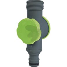 Robust kran for vannstrøm, ideell for hagebruk.