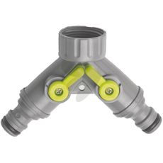 Krananslutning 2-veis med stoppkraner for smidig tilkobling i hagen.