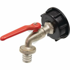 IBC-Adapter ekstra kort S60x6 med messingskuleventil 3/4 