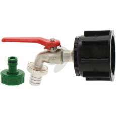 IBC-Adapter lang S60x6 med messingskuleventil 3/4 