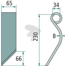 Skjær høyre Grimme 230X65mm, ideell for effektiv landskapspleie.