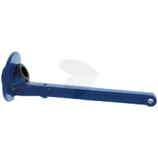 Stang (blå) med bøssing for holdbarhet og styrke i konstruksjonen.