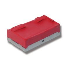 Rød fargeblokk for enkel identifisering av dyr og markering.