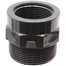 1 1/2" hylse med både utvendig og innvendig gjenge i PVC-U.