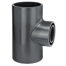 T-stykke med reduksjonsnippel, 3 limhylser, ideelt for VVS-arbeider i PVC-U.