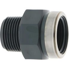 Hylse av PVC-U med en utvendig og en innvendig gjenge, for effektiv tilkobling.