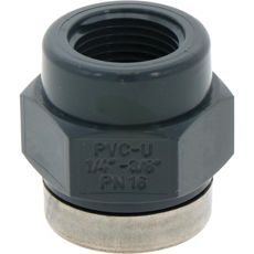 PVC-U hylse med to innvendige gjenger, gir pålitelig tilkobling i rørsystem.