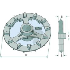 Crosskillring med diameter 410 mm, perfekt for jordbearbeidingsmaskiner.