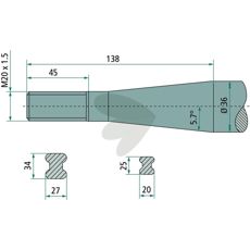 Baas/Trima ballespydd med konisk mutter M20X1,5, perfekt for landbruksmaskiner.