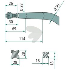 Ballespydd med flat mutter fra Strautmann, M20x1,5 - 18809, for effektiv bruk i jordbruk.