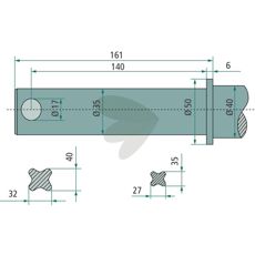 Langt ballspyd med rett design, 850mm, ideell for traktorer.